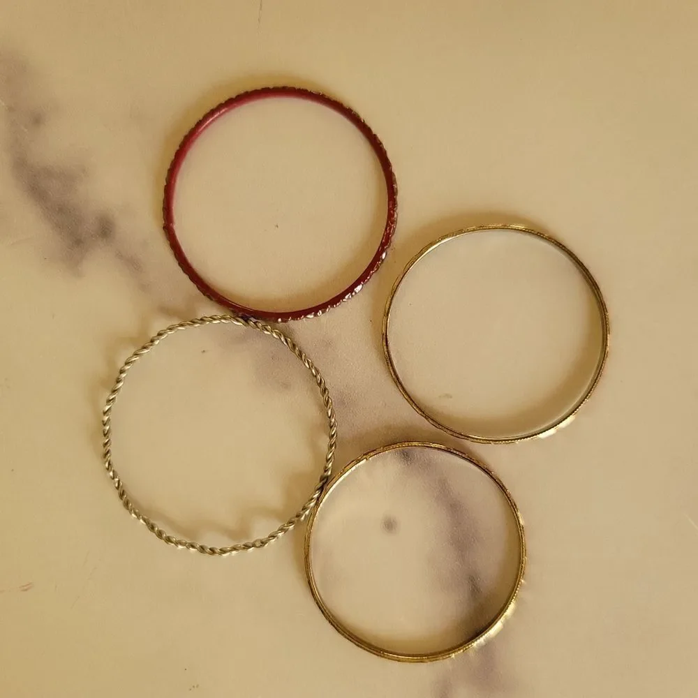 Baby metal bracelets Indian ethnic decorative fashion silver red metallic bangle